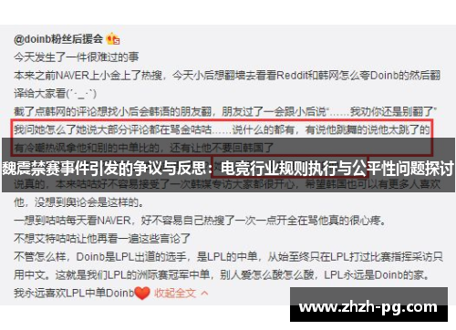 魏震禁赛事件引发的争议与反思：电竞行业规则执行与公平性问题探讨